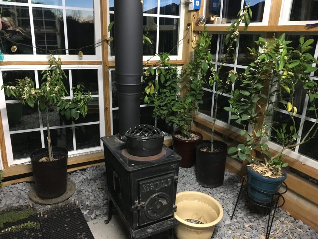 Woodstove for greenhouse