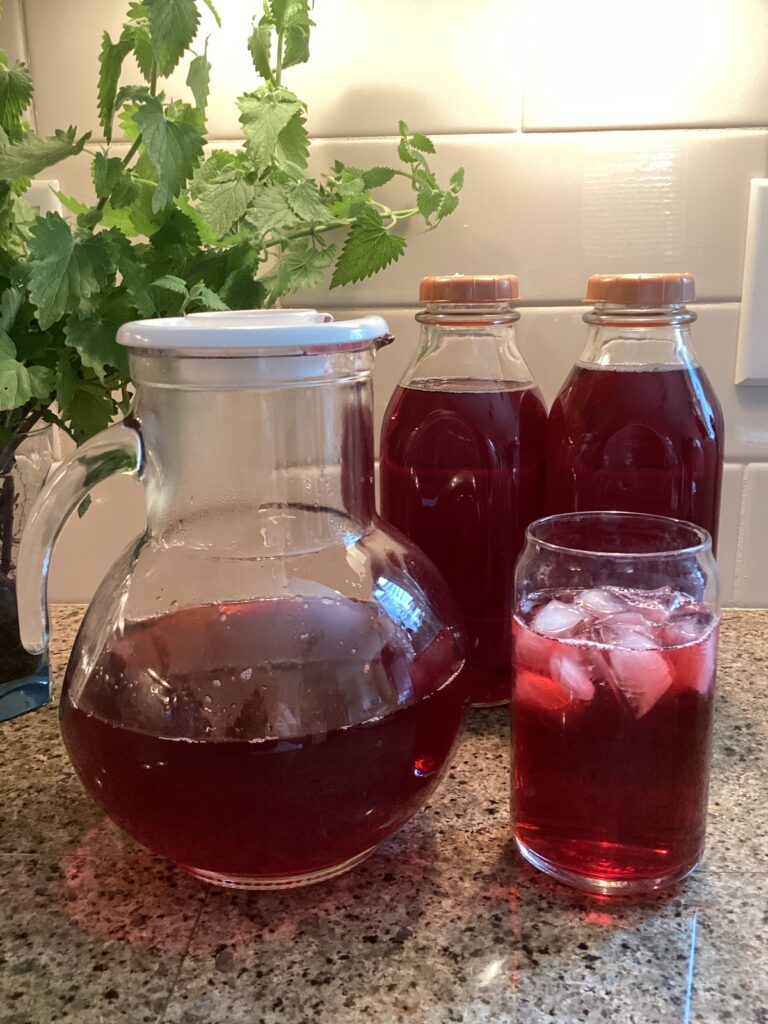 Iced hibiscus tea served chilled.
