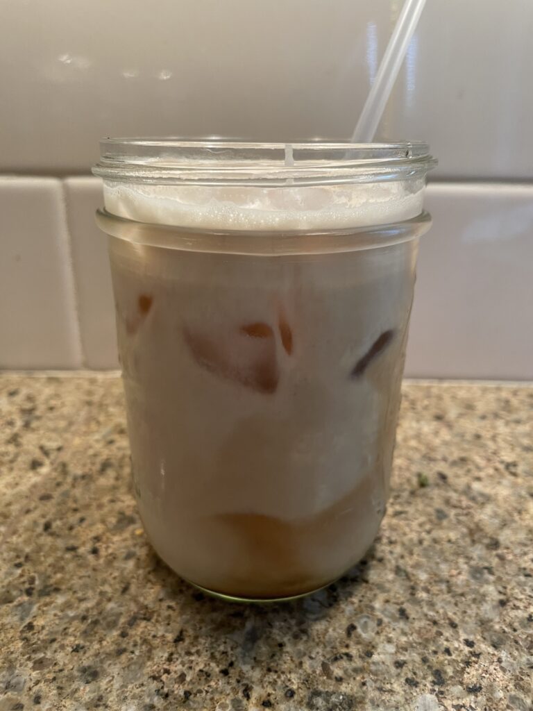 Iced almond milk latte