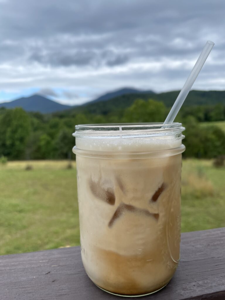 Iced almond milk latte